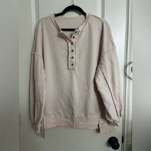 Cream Button-Up Sweatshirt